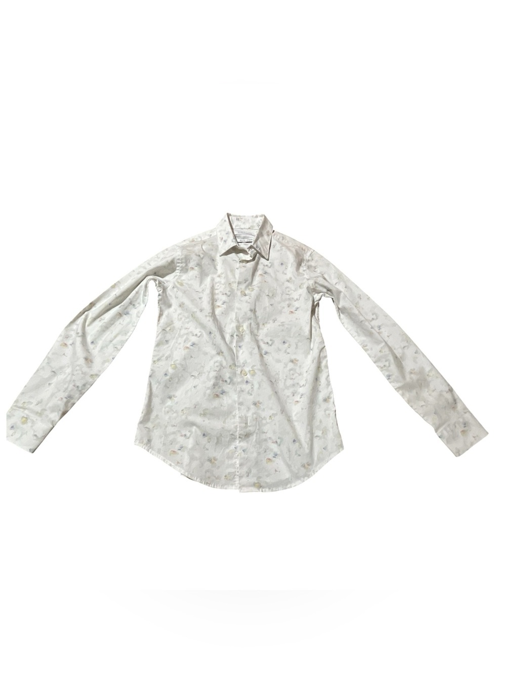 Calvin Klein Boy’s Size 12 Slim Fit Stretch Long Sleeve Dress Shirt White Floral